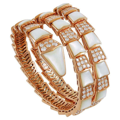 SERPENTI BRACELET PINK GOLD MOP DIAMOND DOUBLE ROW