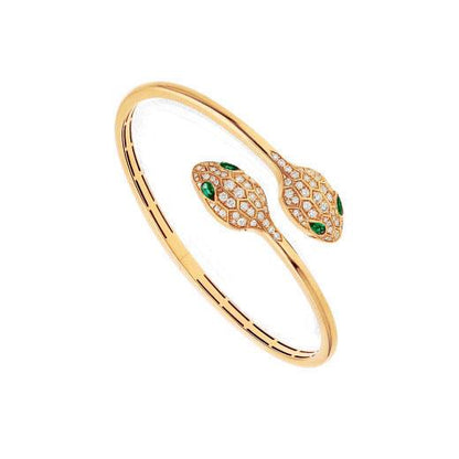 SERPENTI BRACELET GOLD MALACHITE DIAMOND DOUBLE SNAKE