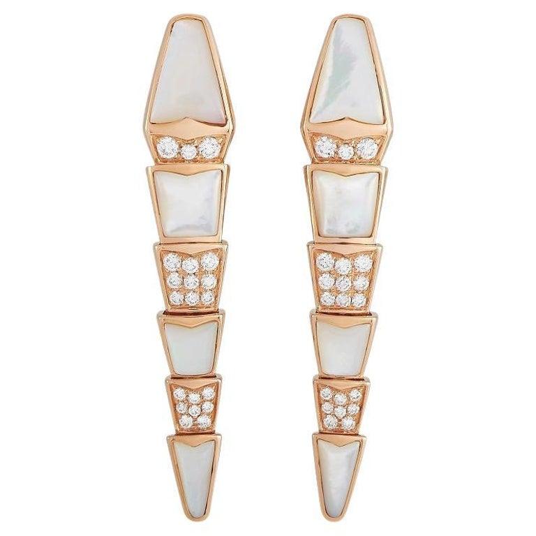 SERPENTI MOP PINK GOLD DIAMOND EARRINGS