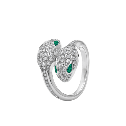 SERPENTI RING MALACHITE DIAMOND DOUBLE SNAKE