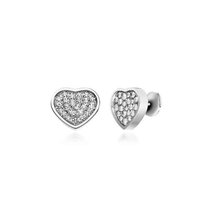 HAPPY HEART EARRINGS SILVER DIAMOND