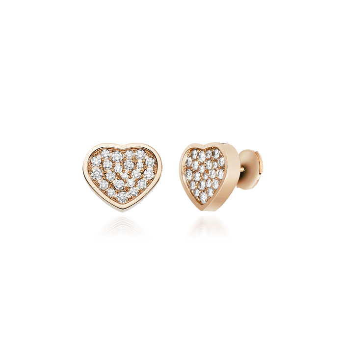 HAPPY HEART EARRINGS PINK GOLD DIAMOND