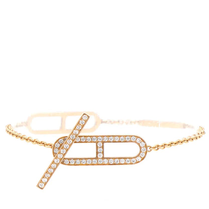 HM 18K ROSE GOLD DIAMOND PM EVER CHAINE D'ANCRE BRACELET ST