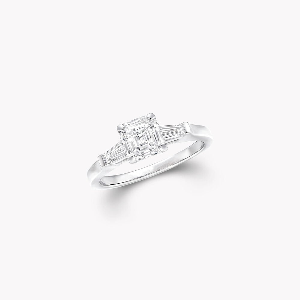 PROMISE SQUARE EMERALD CUT SILVER DIAMOND RING