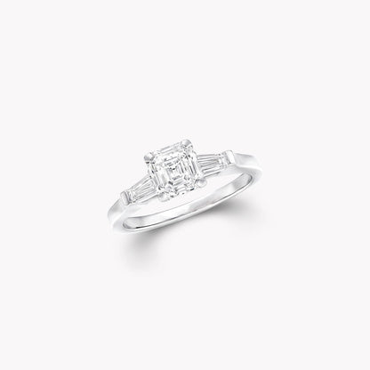 PROMISE SQUARE EMERALD CUT SILVER DIAMOND RING