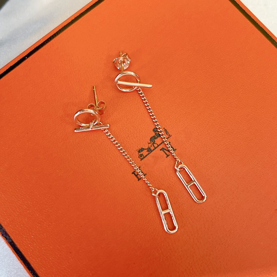 HM CHAINE D'ANCRE DROP PINK GOLD EARRINGS