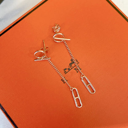 HM CHAINE D'ANCRE DROP PINK GOLD EARRINGS