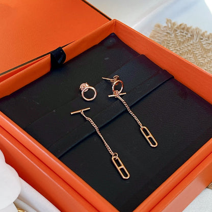 HM CHAINE D'ANCRE DROP PINK GOLD EARRINGS