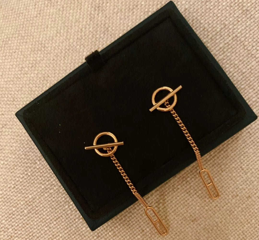 HM CHAINE D'ANCRE DROP PINK GOLD EARRINGS