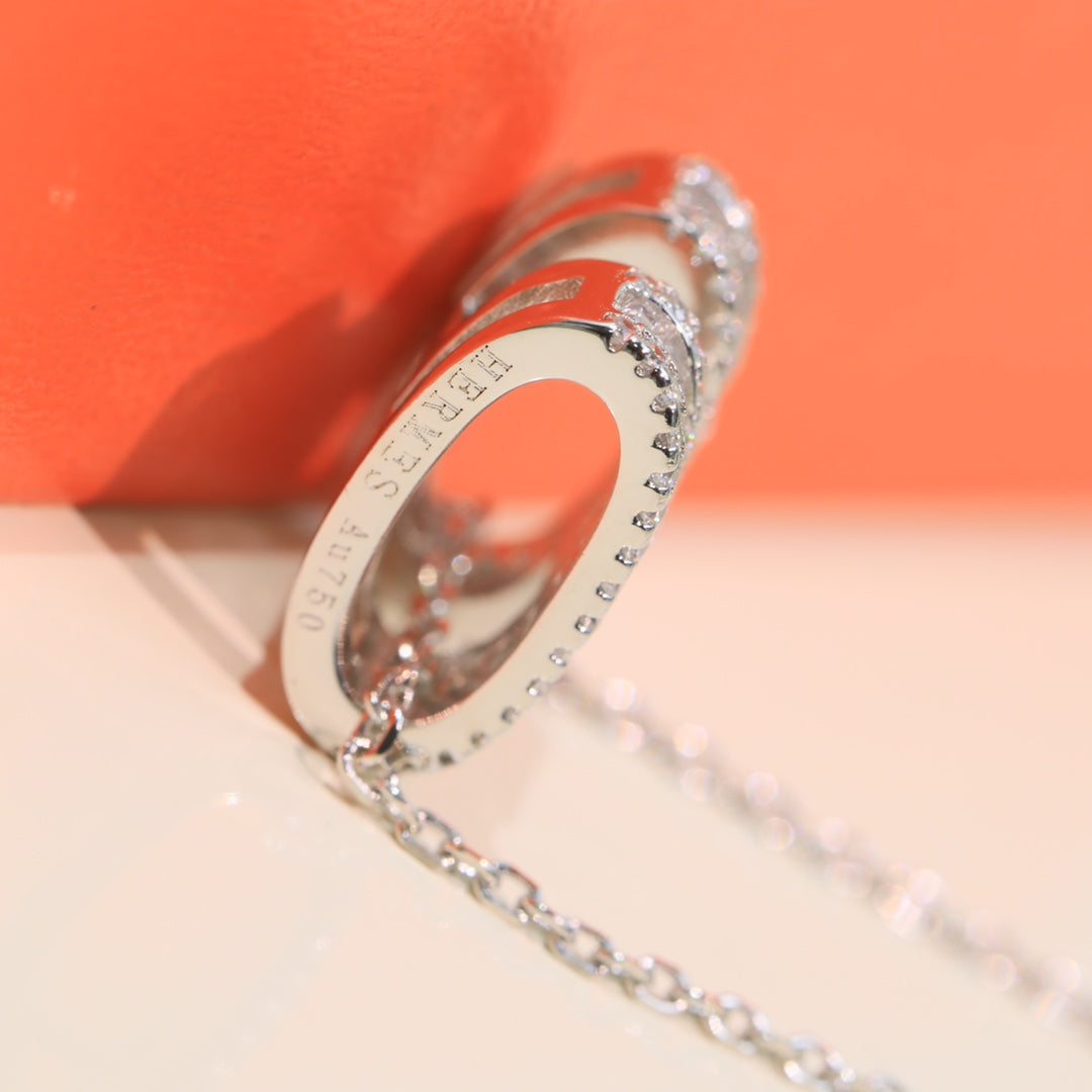 POP H SILVER FULL DIAMOND NECKLACE