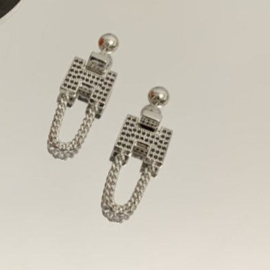 HM SILVER BLACK DIAMOND EARRINGS