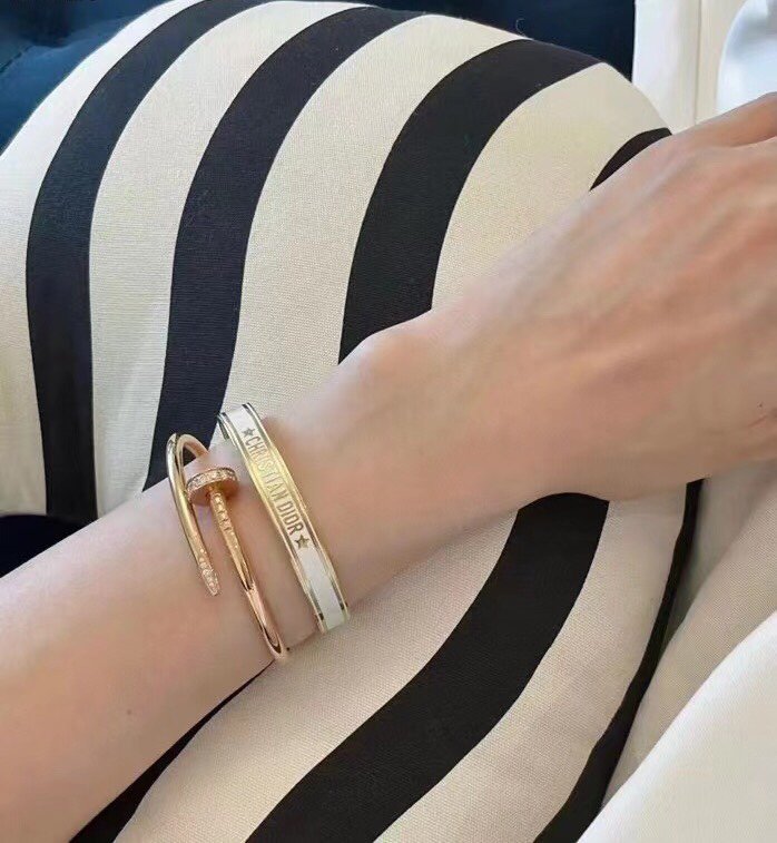 CODE BANGLE GOLD WHITE METAL AND LACQUER BRACELET