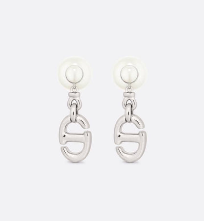 CD DROP PEARL TRIBALES EARRINGS SILVER