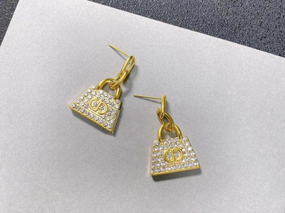 CD BAG GOLD DIAMOND EARRINGS