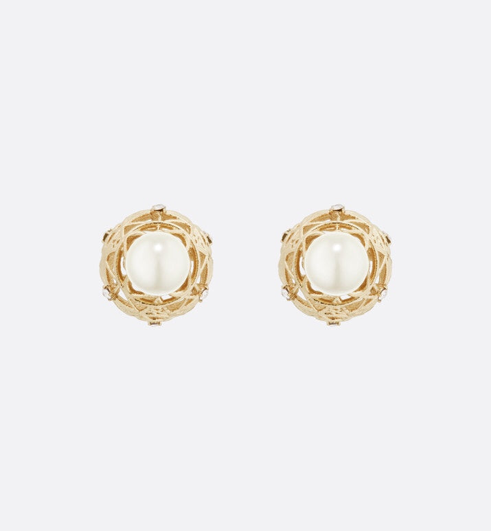 CD TRIBALES PEARL GOLD DIAMOND EARRINGS