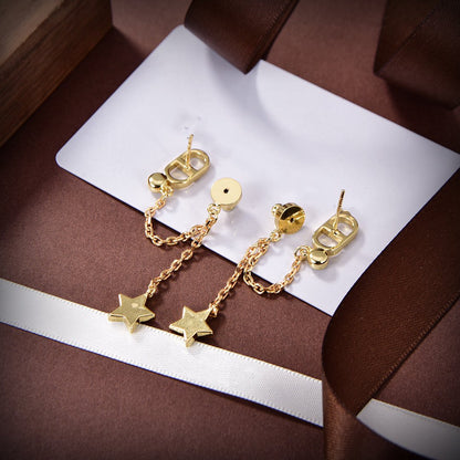 PETIT CD STAR GOLD DIAMOND EARRINGS