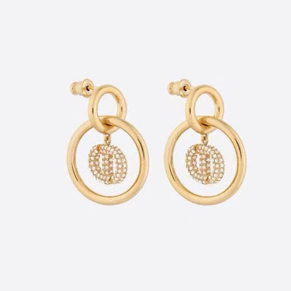 CD DROP GOLD DIAMOND EARRINGS