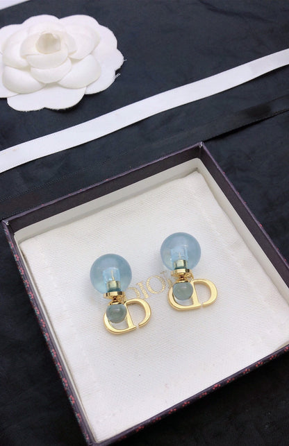 CD PEARL BLUE GOLD EARRINGS