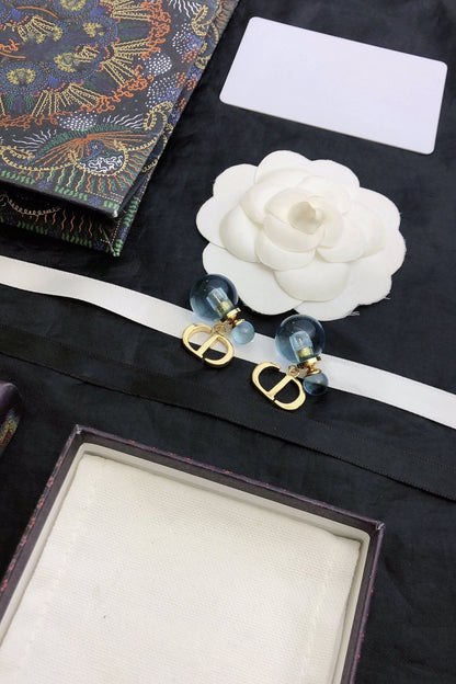 CD PEARL BLUE GOLD EARRINGS