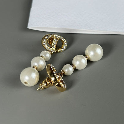 CD 3 PEARL GOLD DIAMOND EARRINGS