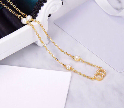 CD NECKLACE PEDANT GOLD DIAMOND 4 PEARL