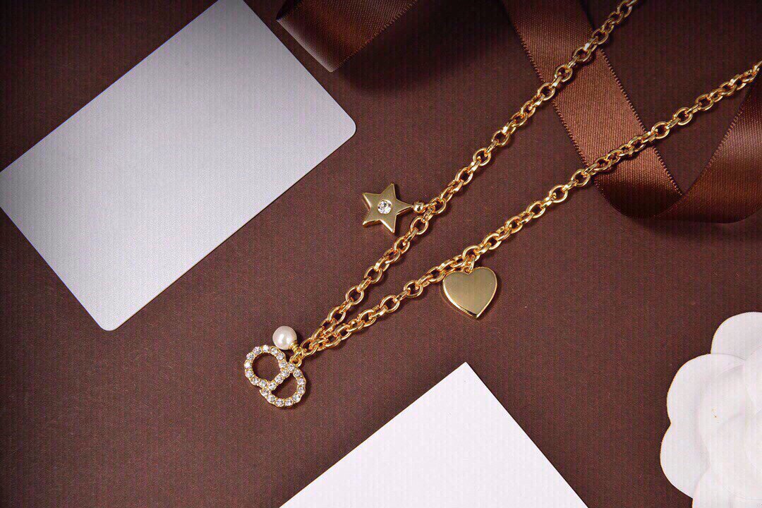 CD PEARL STAR HEART GOLD DIAMOND NECKLACE