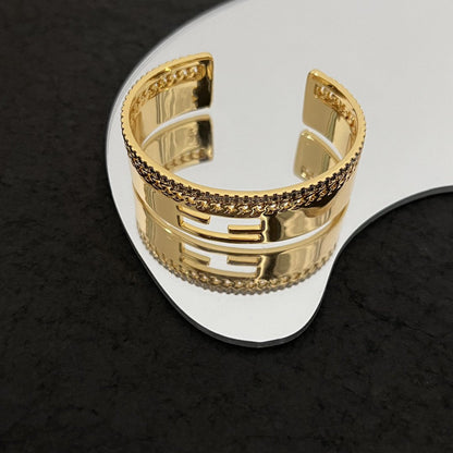 F BRACELET GOLD DIAMOND CUFF