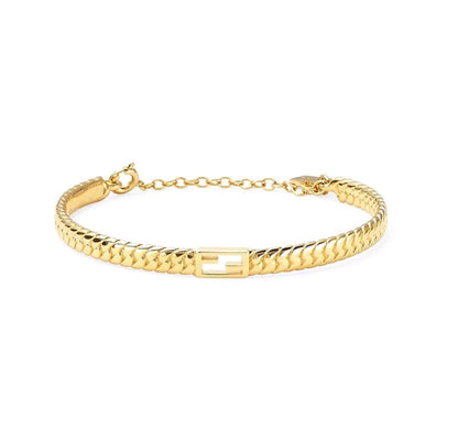 F BAGUETTE LINK CHAIN  GOLD BRACELET