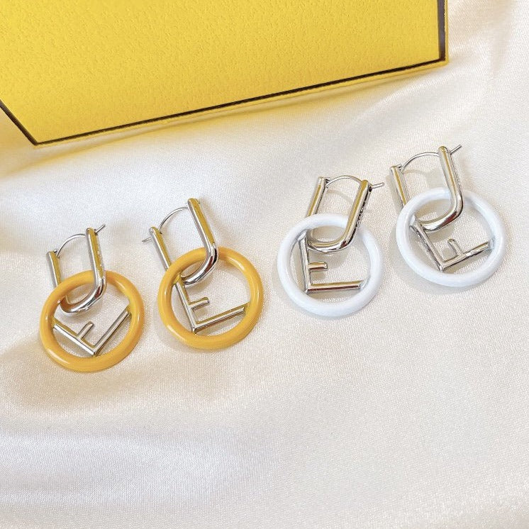 F LOGO SILVER EARRINGS