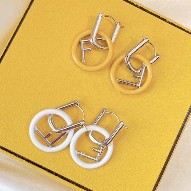 F LOGO SILVER EARRINGS