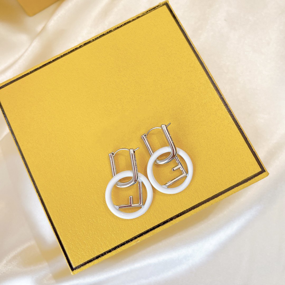 F LOGO SILVER EARRINGS