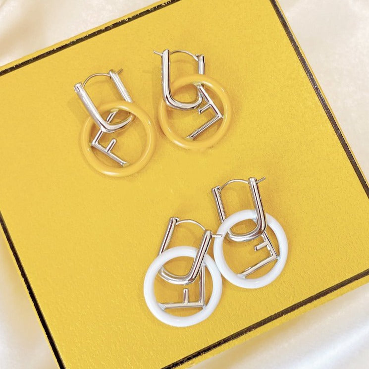 F LOGO SILVER EARRINGS