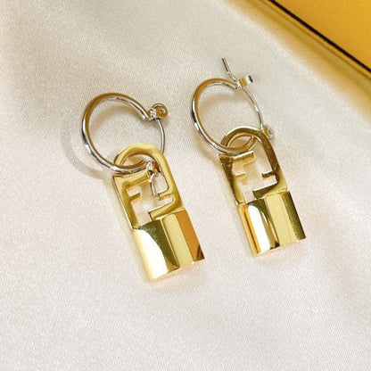 FF BUCKLE SILVER GOLD EARRINGS