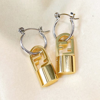 FF BUCKLE SILVER GOLD EARRINGS