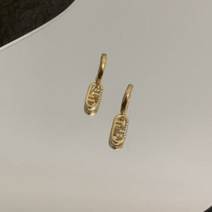 FF HOOP O'LOCK GOLD DIAMOND EARRINGS