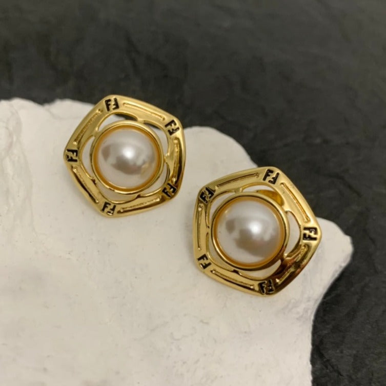 FF PEARL GOLD EARRINGS