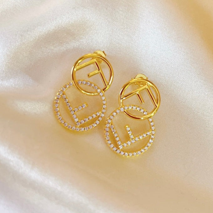 DOUBLE F EARRINGS GOLD DIAMOND