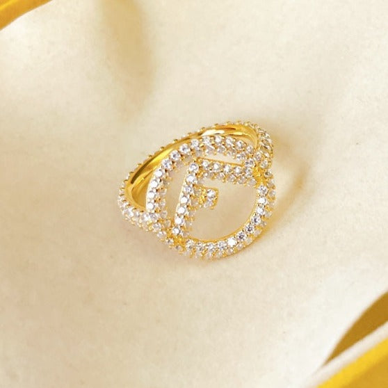 F LOGO GOLD FULL DIAMOND RING