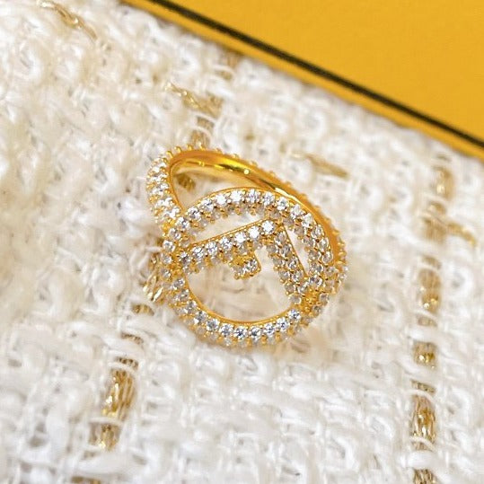 F LOGO GOLD FULL DIAMOND RING