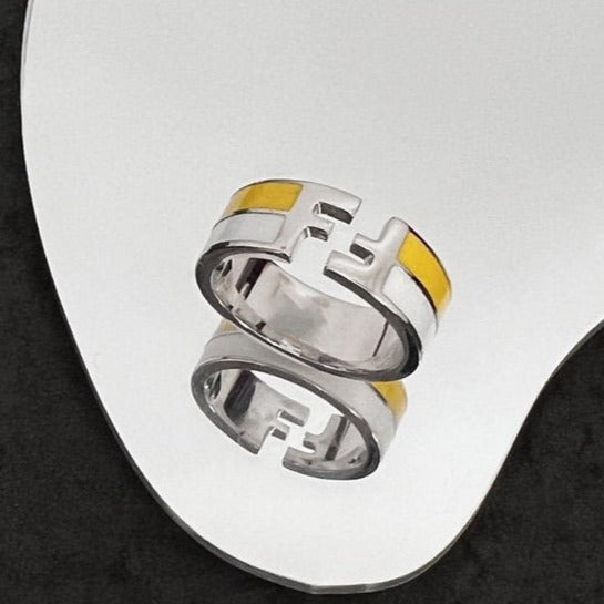 FF RING SILVER WHITE&YELLOW