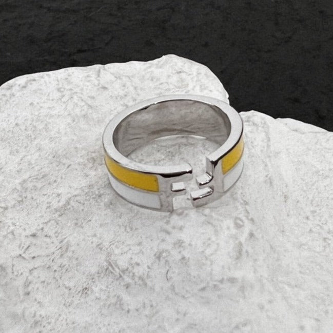 FF RING SILVER WHITE&YELLOW