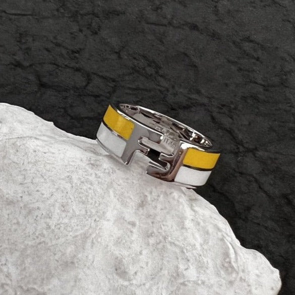 FF RING SILVER WHITE&YELLOW