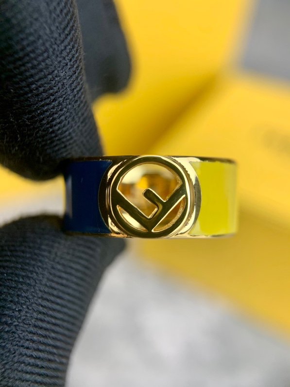 F LOGO GOLD BLUE&YELLOW RING