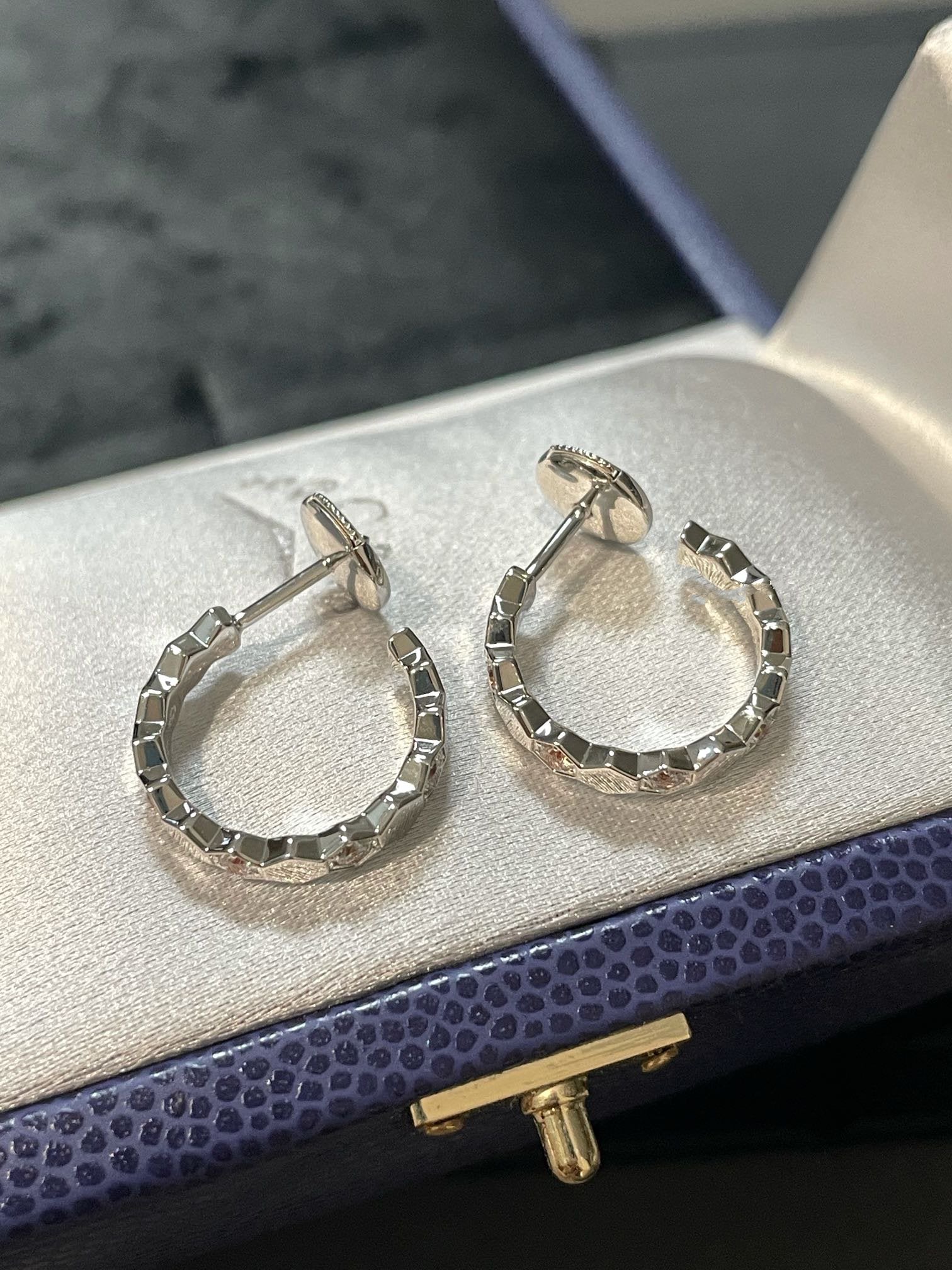 HONEE SILVER DIAMOND HOOP EARRINGS