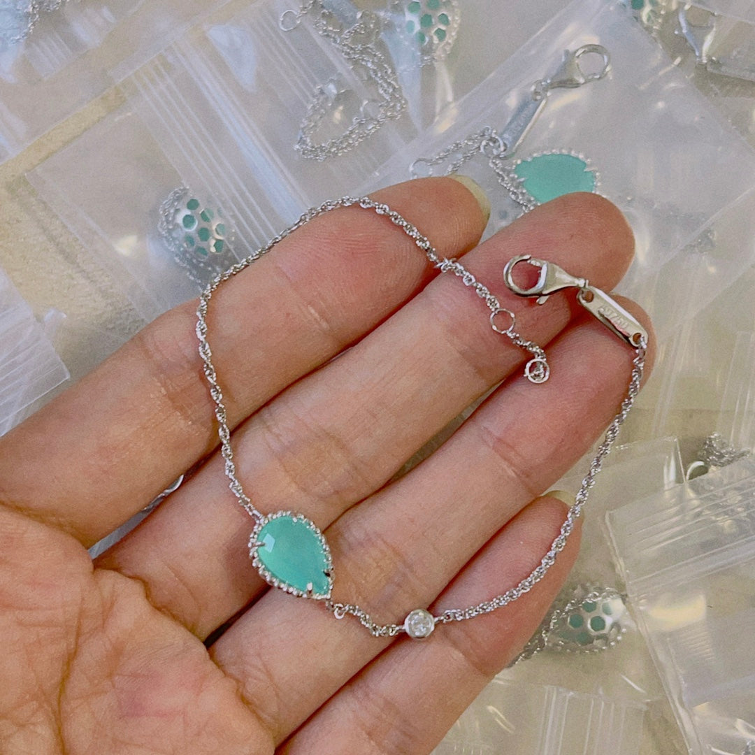 BOHEME AQUAMARINE SILVER CHAIN BRACELET