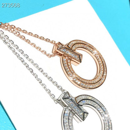 T1 CIRCLE DIAMOND PAVED MEDIUM NECKLACE