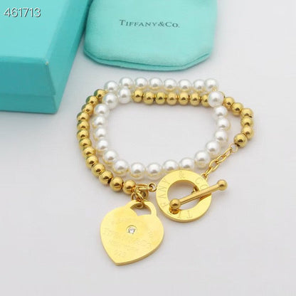 RETURN TO TIF HEART TAF BEAD PEARL BRACELET