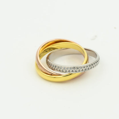 TRINITY RING GOLD PINK GOLD SILVER DIAMONDS