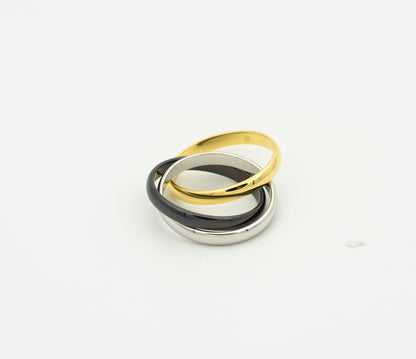 TRINITY RING BLACK GOLD SILVER