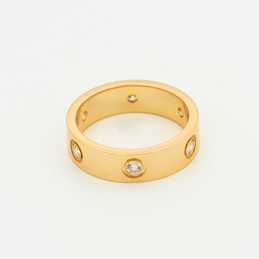 LOVE RING 5.5MM 6 DIAMONDS PINK GOLD